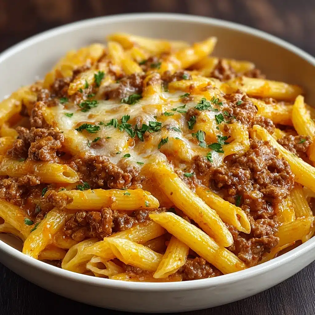 Cheesy Penne with Garlic Butter Ground BeefIngredients Recipe - Recipe Image