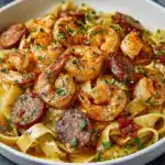 Irresistible Creamy Cajun Shrimp Pasta with Sausage Recipe