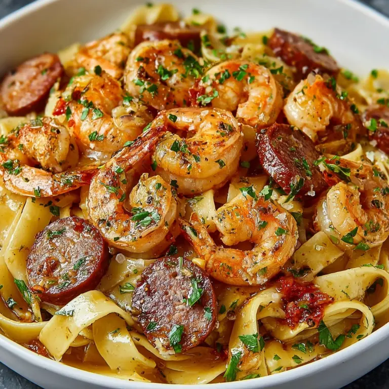 Irresistible Creamy Cajun Shrimp Pasta with Sausage Recipe