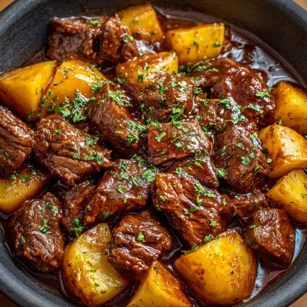 Slow Cooker Garlic Butter Beef Bites & Potatoes Recipe - Recipe Image