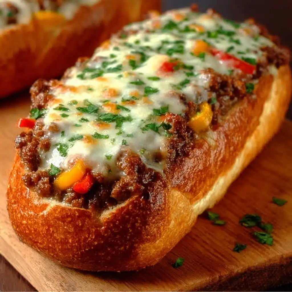 Cheesesteak-Stuffed Garlic Loaf Recipe - Recipe Image