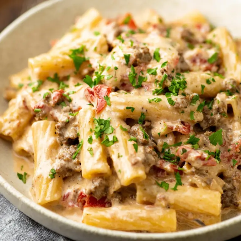 Creamy Rotel Pasta with Ground Beef Recipe