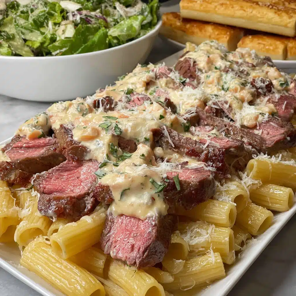 Steak and Creamy Garlic Parmesan PastaIngredients Recipe