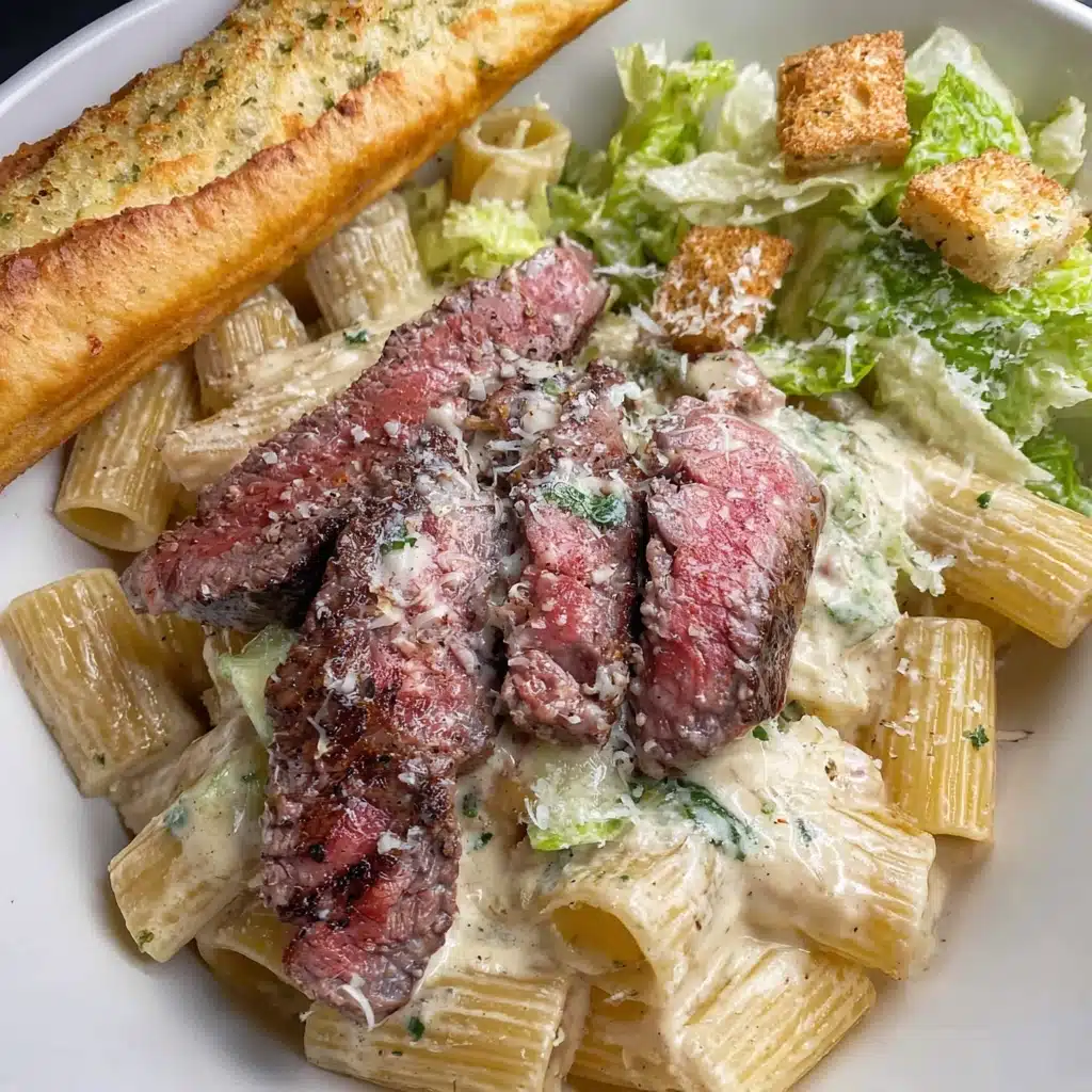 Steak and Creamy Garlic Parmesan PastaIngredients Recipe - Recipe Image