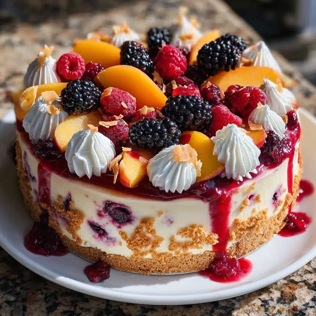 Summer Berry and Peach Cheesecake Recipe - Recipe Image