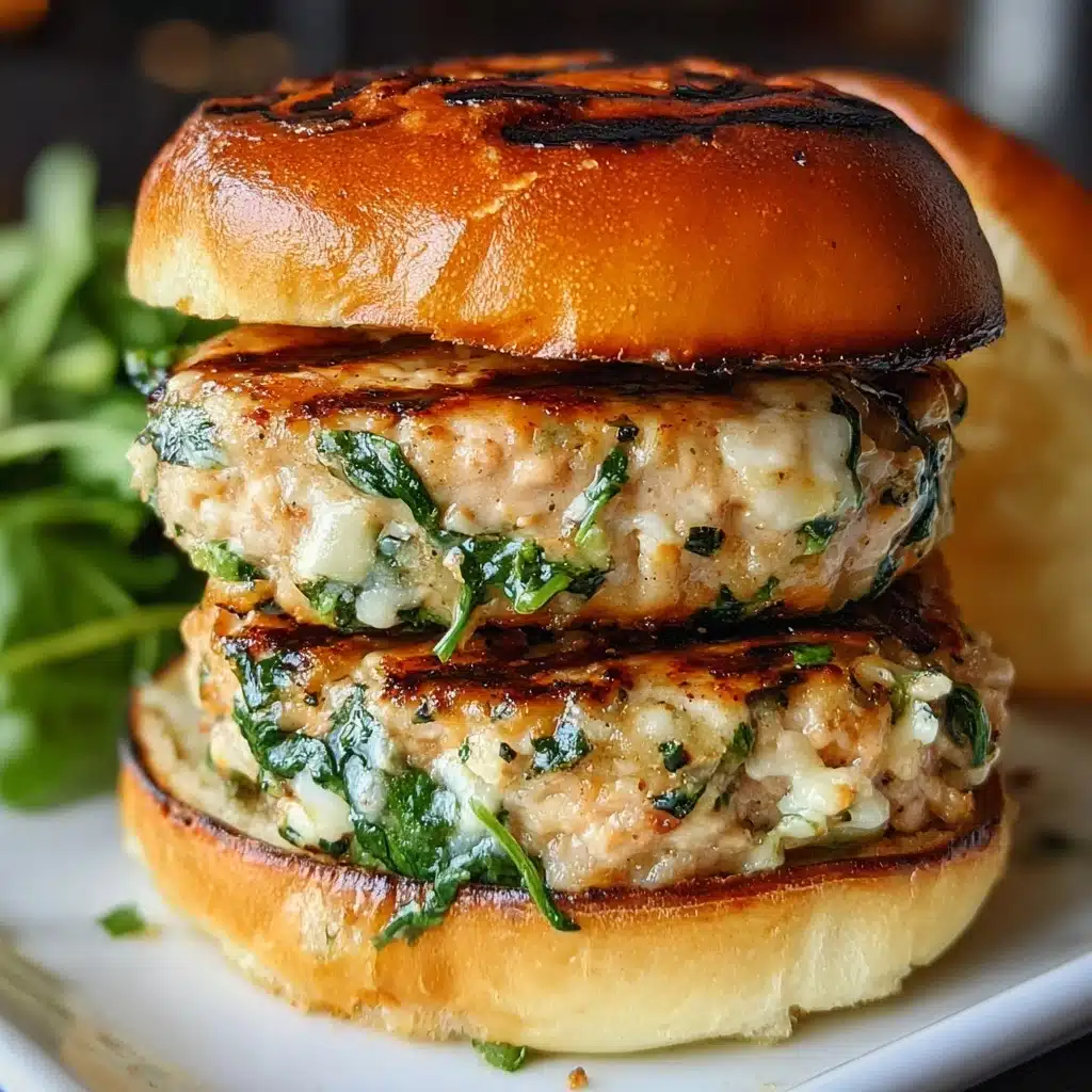 White Cheddar and Spinach Chicken Burgers Recipe - Recipe Image
