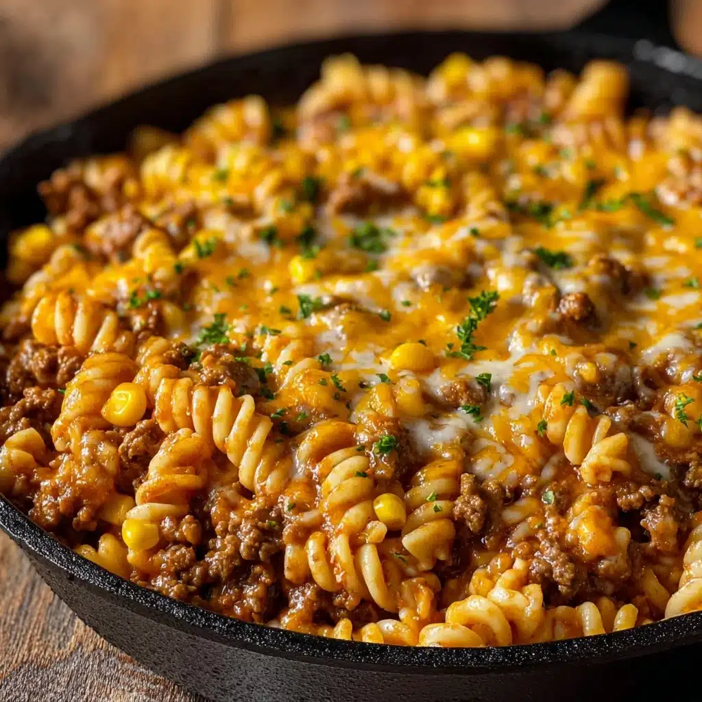 Loaded Cheddar Ranch Beef and Sweet Corn Rotini Bake Recipe