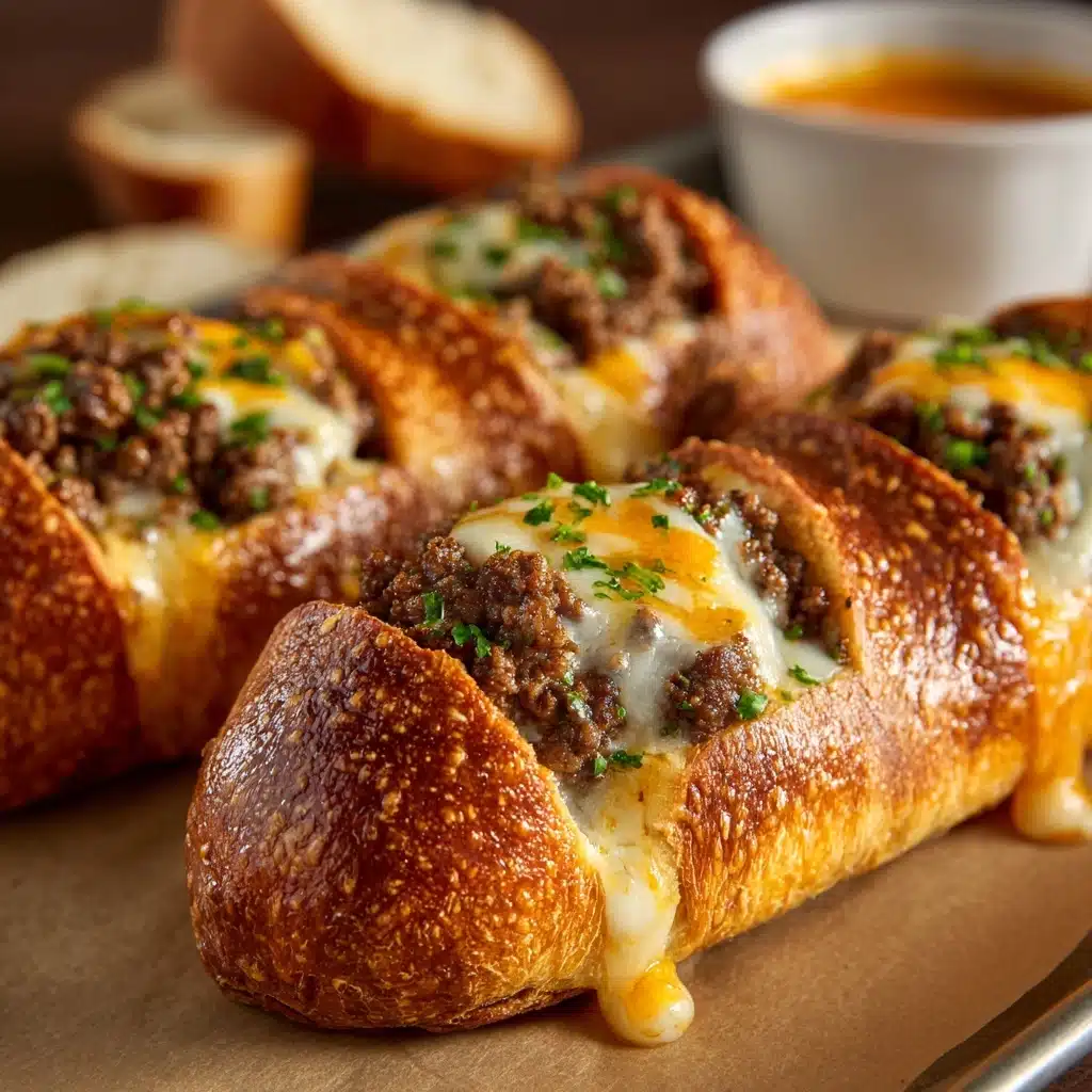 Philly Cheesesteak Stuffed Cheesy Breadsticks Recipe - Recipe Image