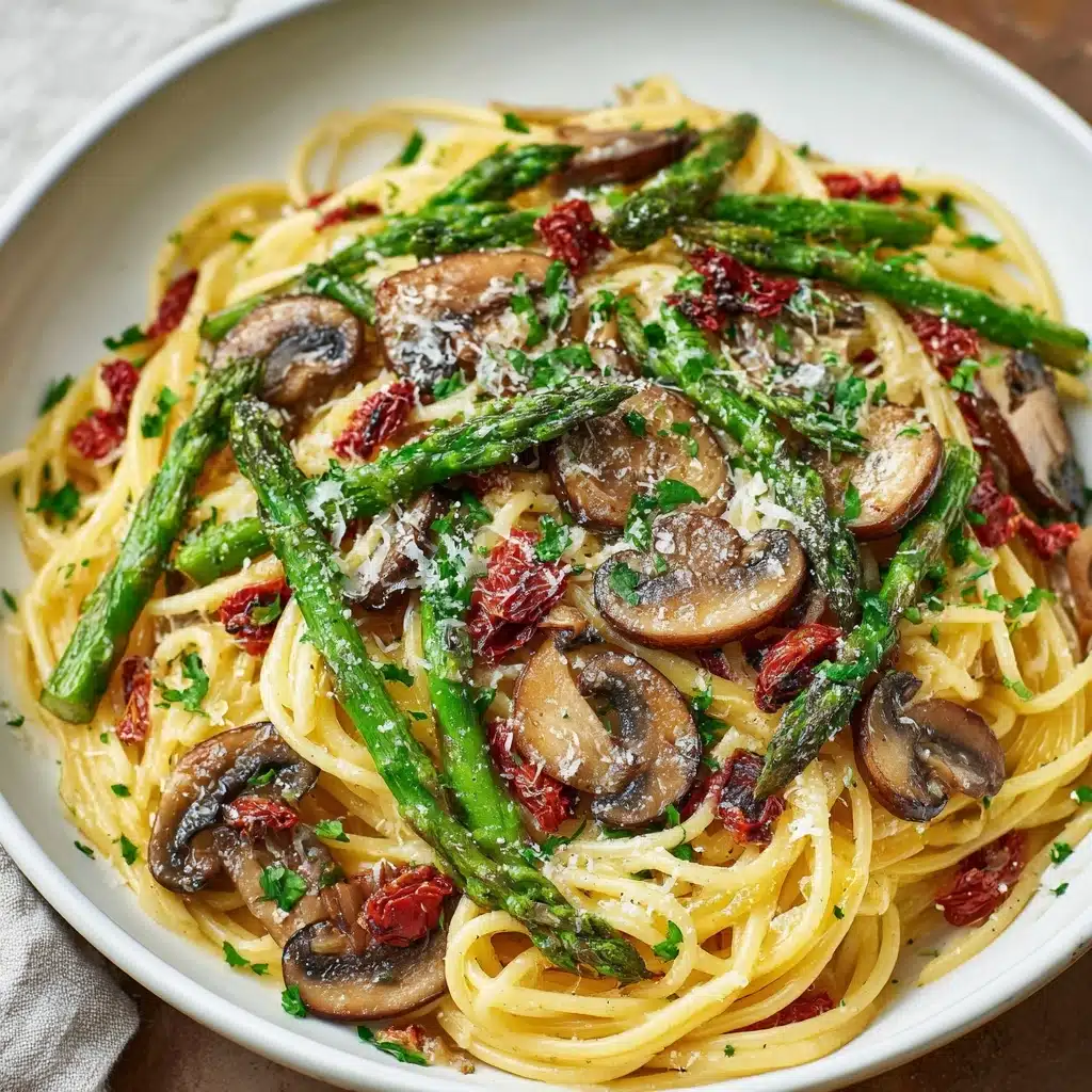 Roasted Asparagus and Mushroom Carbonara Recipe
