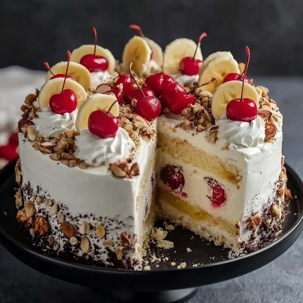 Easy Layered No-Bake Banana Split Cake with Graham Crust Recipe