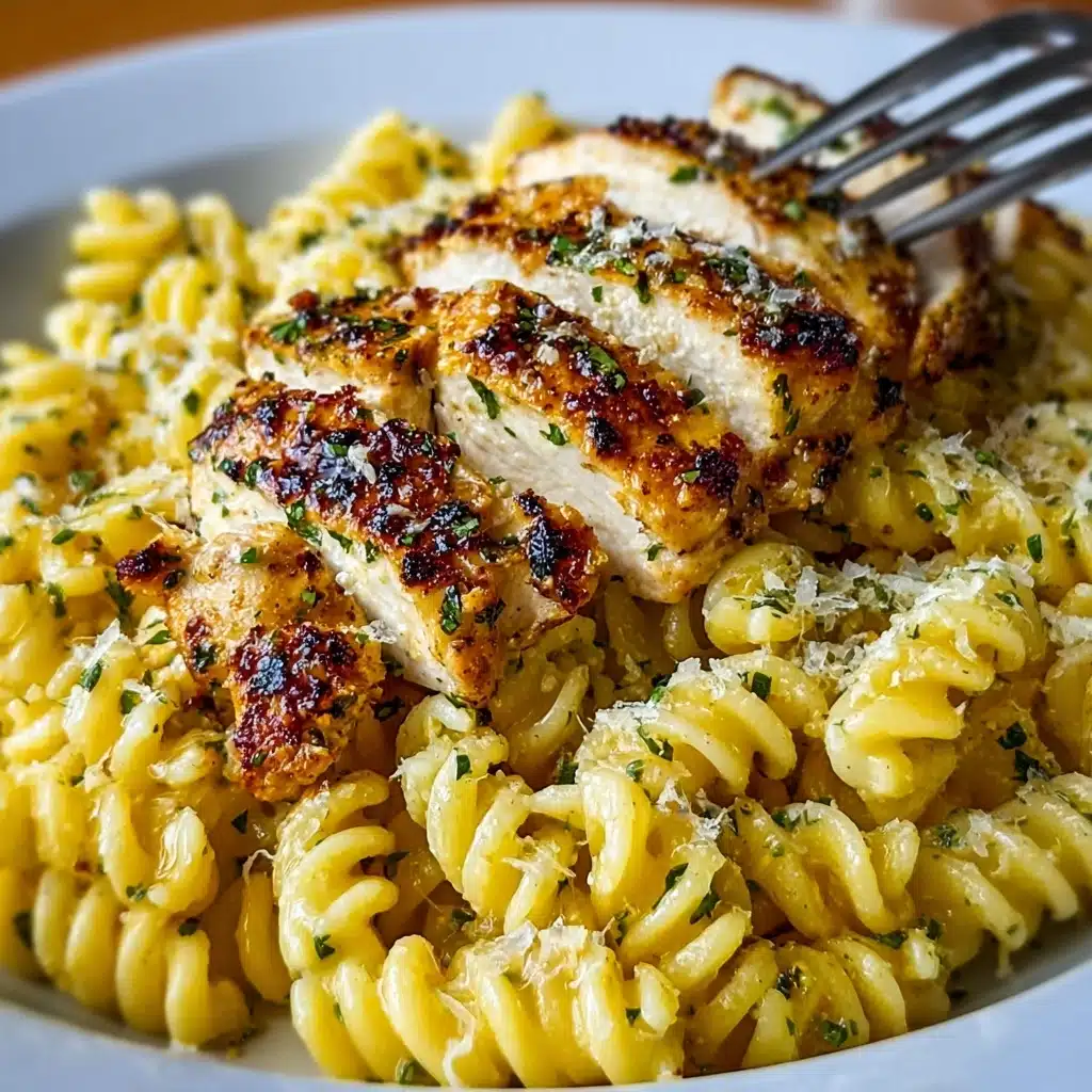Creamy Garlic Parmesan Chicken with Cheesy Twisted Pasta Recipe - Recipe Image