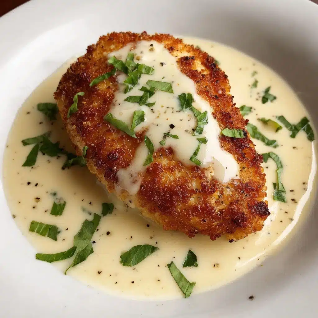 Crispy Parmesan Chicken with a Rich Garlic Sauce Recipe - Recipe Image