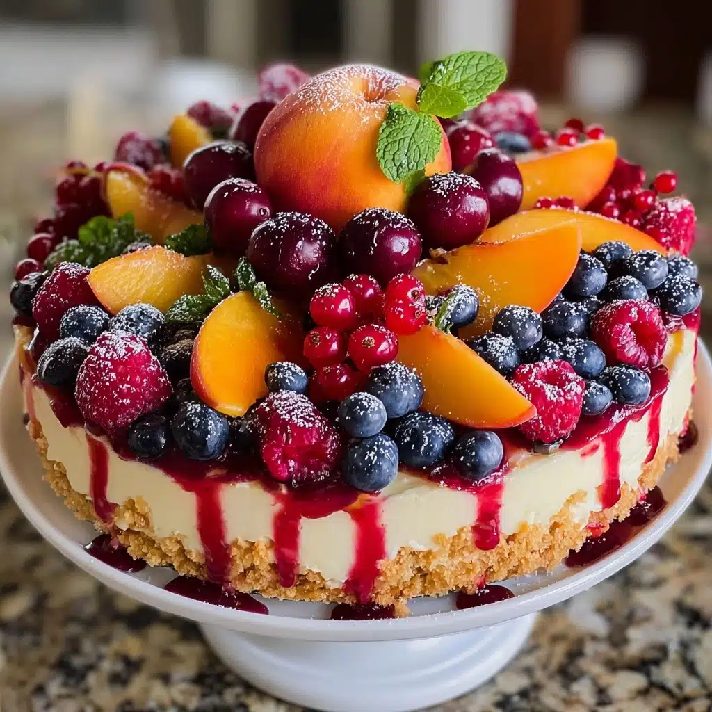 Summer Berry and Peach Cheesecake Recipe - Recipe Image