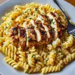 Creamy Garlic Parmesan Chicken with Cheesy Twisted Pasta Recipe