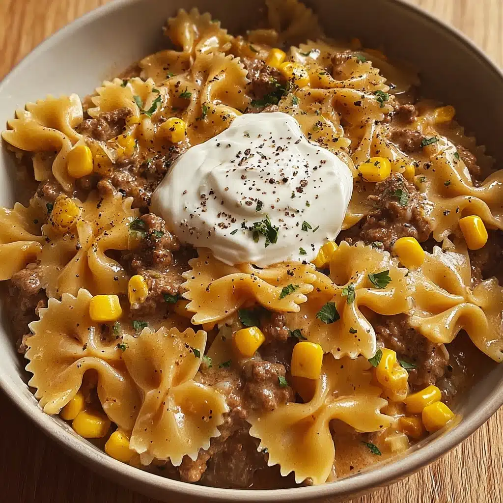 Creamy Ranch Beef and Sweet Corn Bowtie Casserole Recipe - Recipe Image