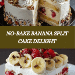 Easy Layered No-Bake Banana Split Cake with Graham Crust Recipe