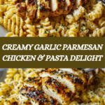Creamy Garlic Parmesan Chicken with Cheesy Twisted Pasta Recipe