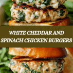 White Cheddar and Spinach Chicken Burgers Recipe