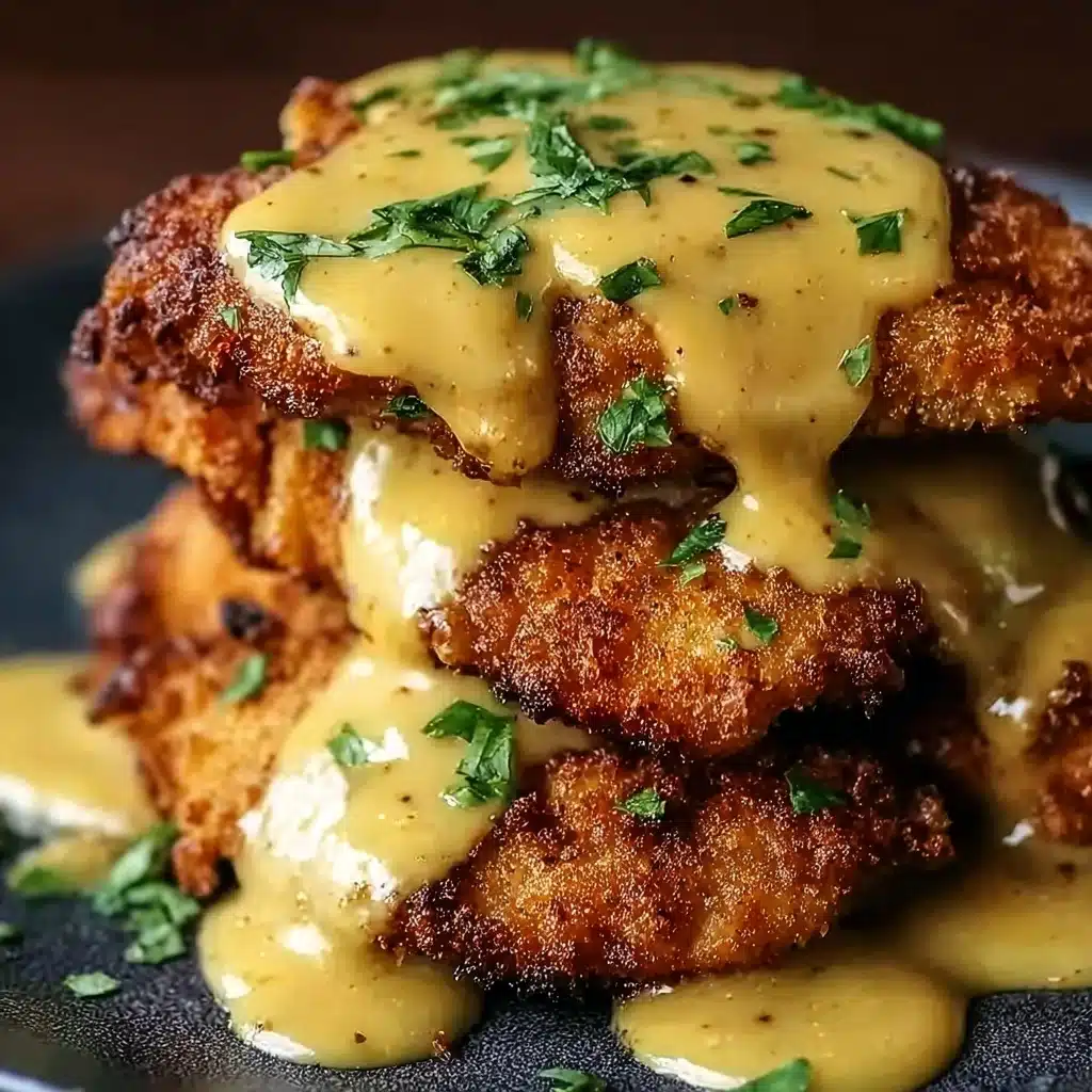 Pretzel Chicken with Mustard-Cheddar Sauce Recipe - Recipe Image
