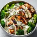 Broccoli Bowls with Creamy Garlic Sauce Recipe