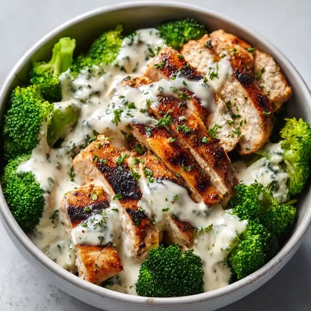 Broccoli Bowls with Creamy Garlic Sauce Recipe