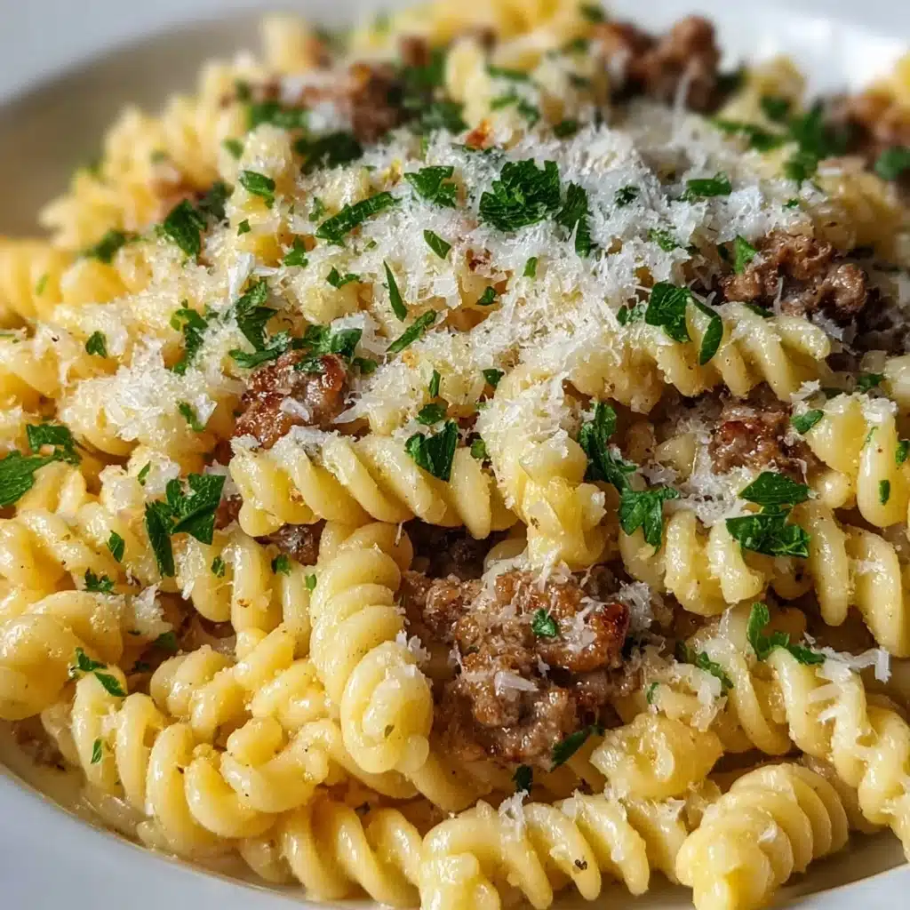 Beef and Rotini in Garlic Parmesan Sauce Recipe - Recipe Image