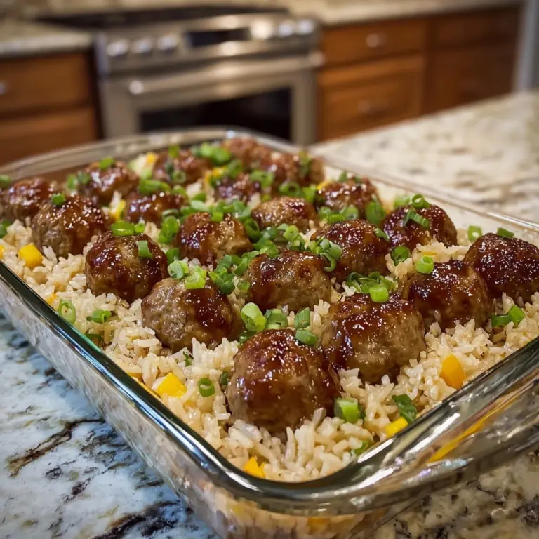 Honey Garlic Meatball Rice Bake Recipe