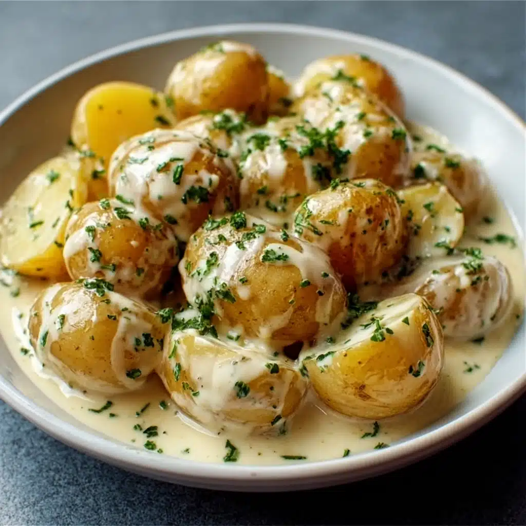 Creamy Garlic Baby Potatoes Recipe - Recipe Image