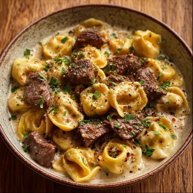 Cheesesteak Tortellini in Rich Provolone Sauce Recipe