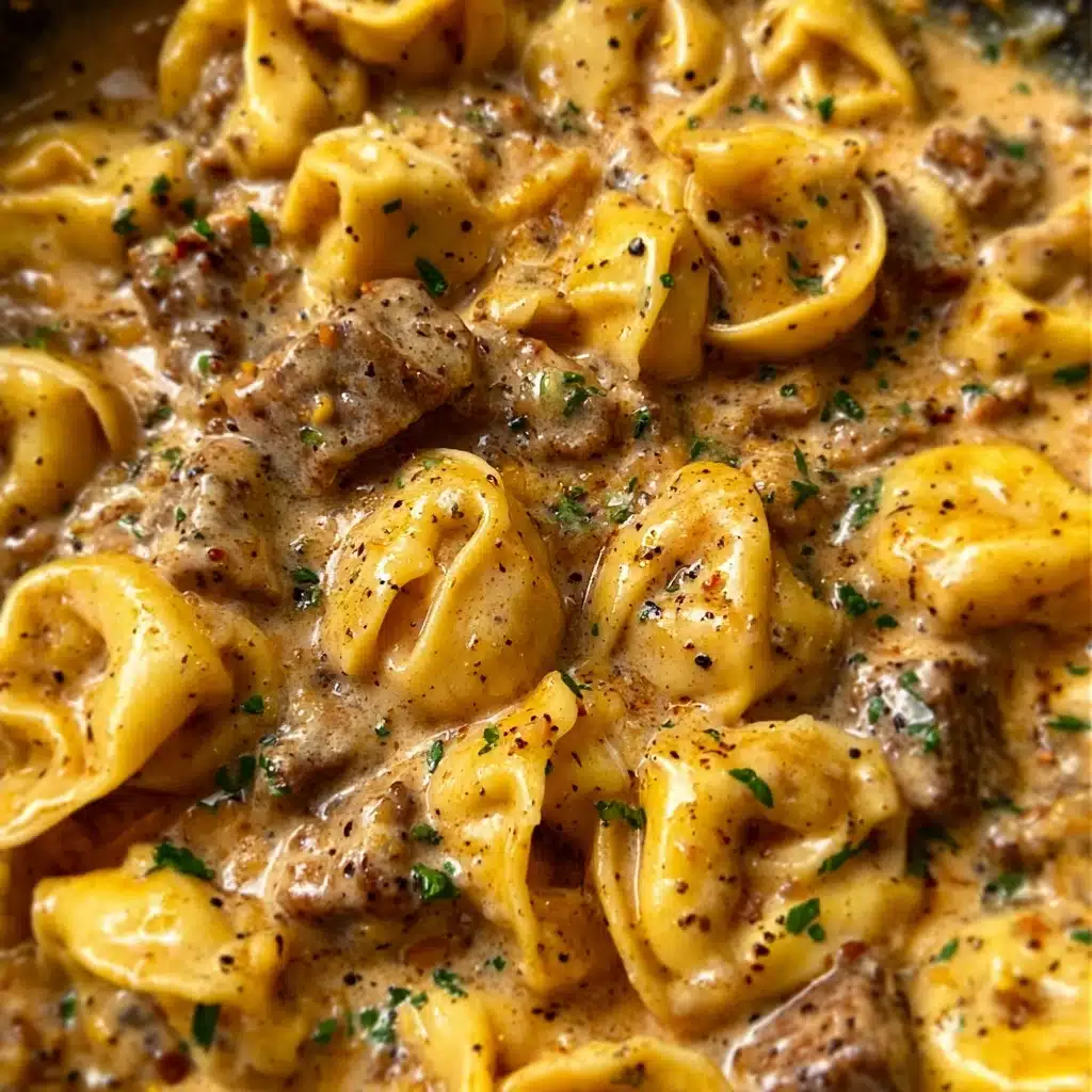 Cheesesteak Tortellini in Rich Provolone Sauce Recipe - Recipe Image