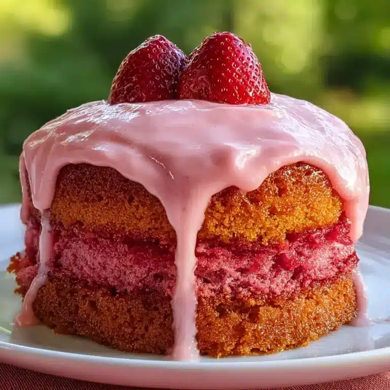 Strawberry Honeybun Cake with Creamy Strawberry Icing Recipe