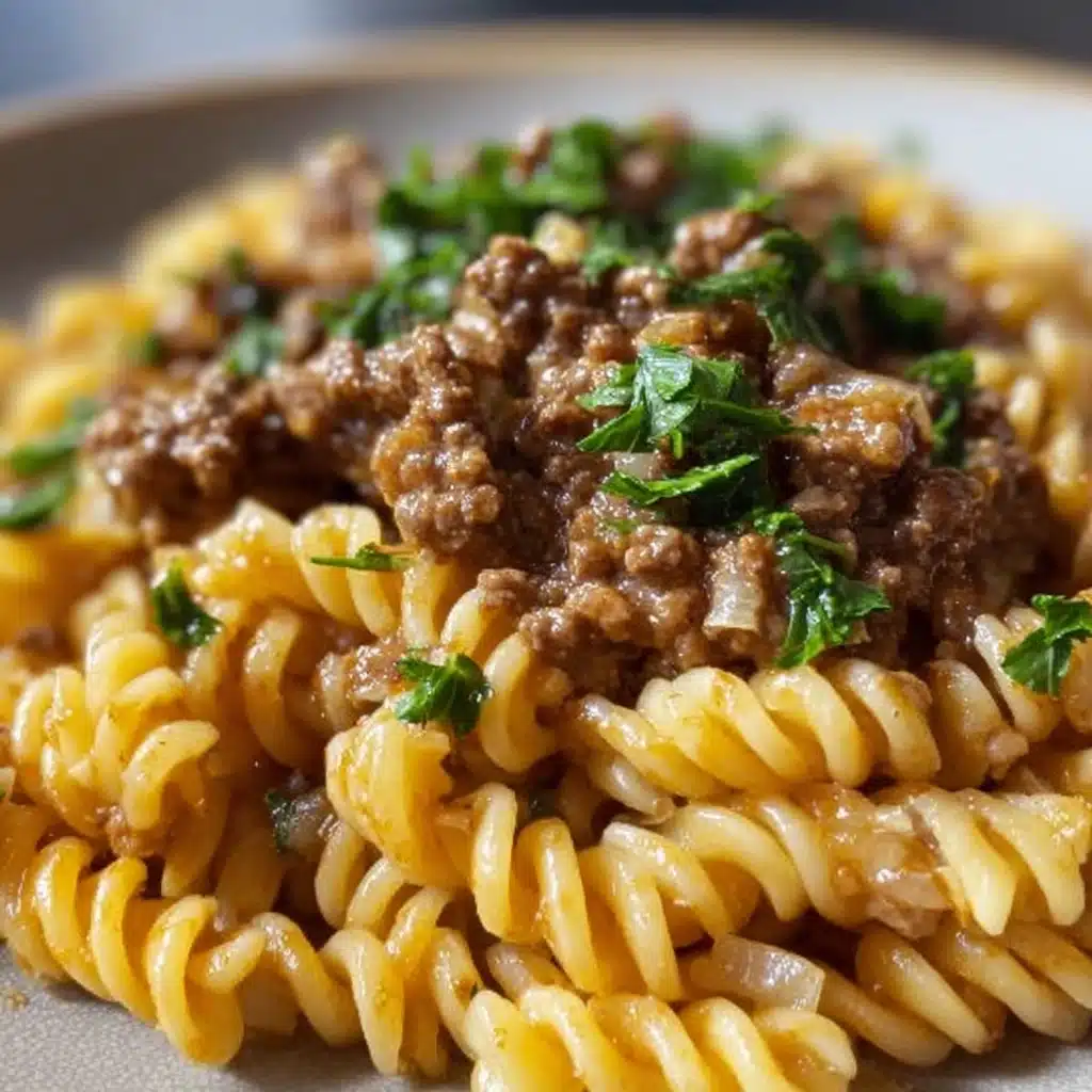 Beef and Rotini in Garlic Parmesan Sauce Recipe - Recipe Image