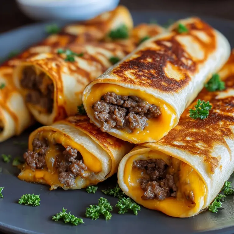 Easy Garlic Butter Beef Cheeseburger Rollups Recipe