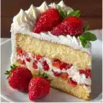 Moist Strawberry Shortcake Cake with Whipped Cream Frosting Recipe