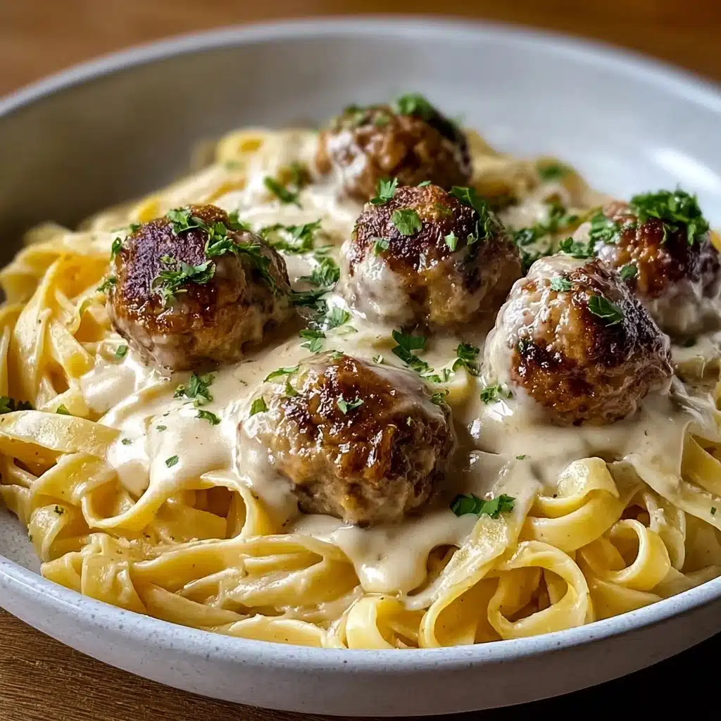 Garlic Butter Meatballs : Creamy Linguine Delight Recipe