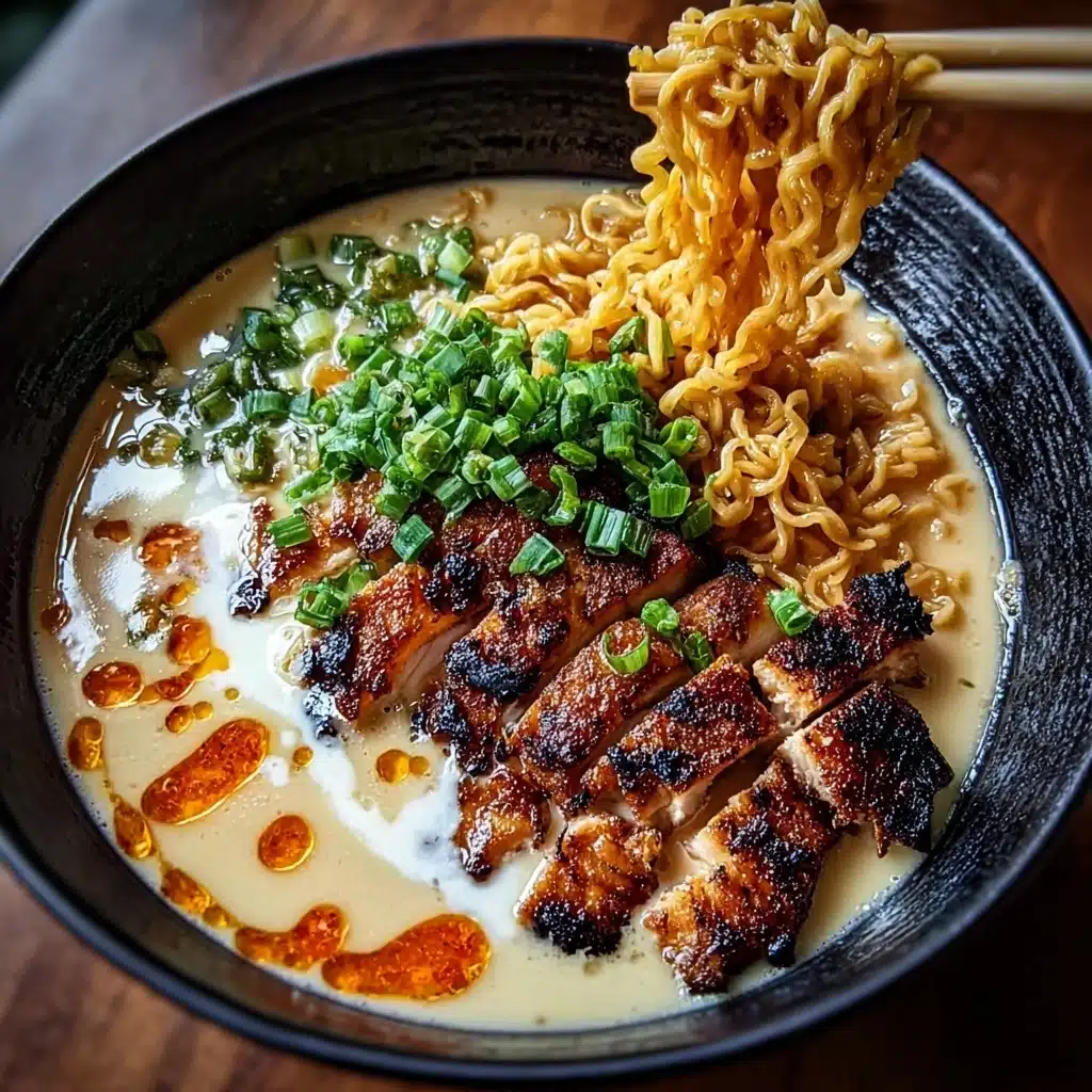 Fiery Chicken Ramen with Creamy Garlic Sauce Recipe - Recipe Image