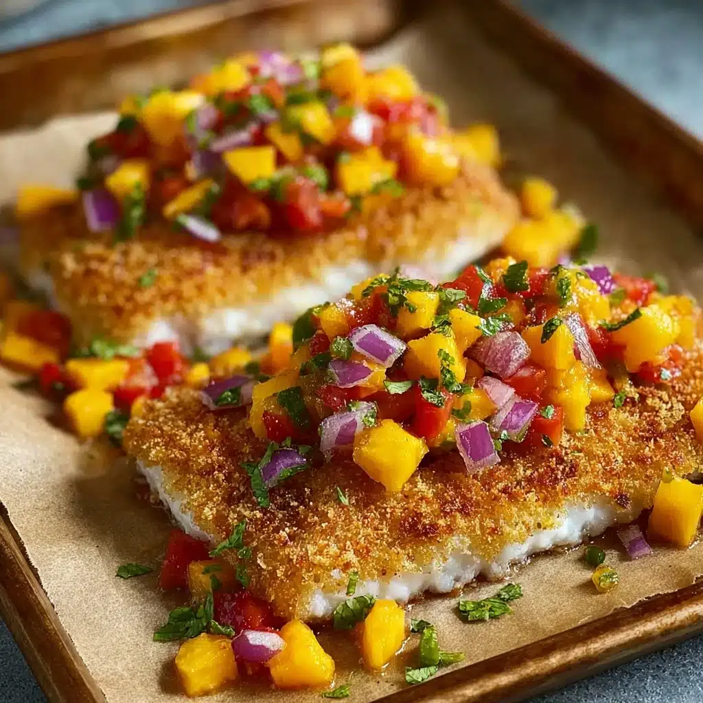 Tropical Coconut Crusted Fish with Mango Salsa Recipe - Recipe Image