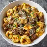 Cheesesteak Tortellini in Rich Provolone Sauce Recipe