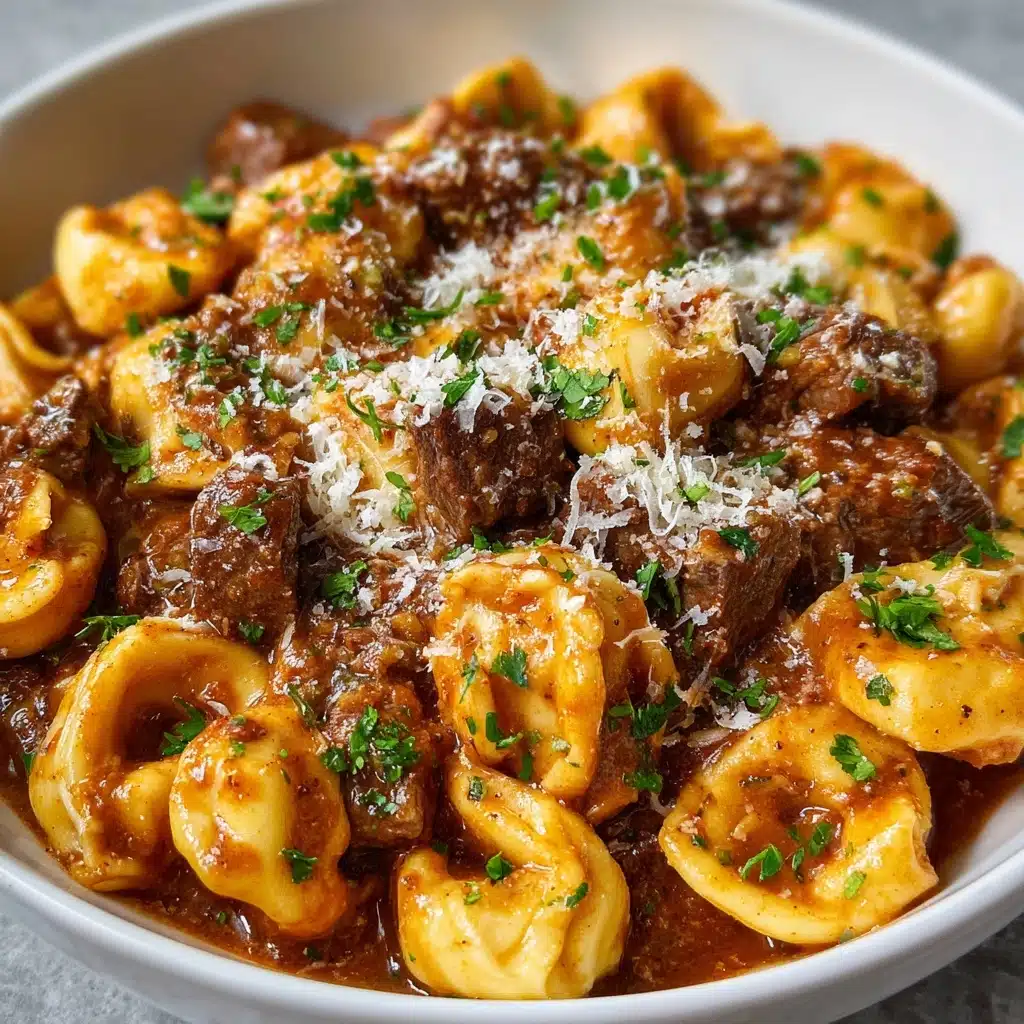 Cheesesteak Tortellini in Rich Provolone Sauce Recipe - Recipe Image