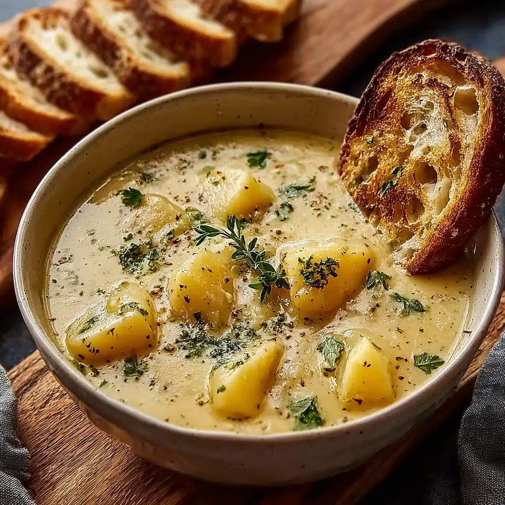 Hearty Cheddar Garlic Herb Potato Soup Recipe - Recipe Image