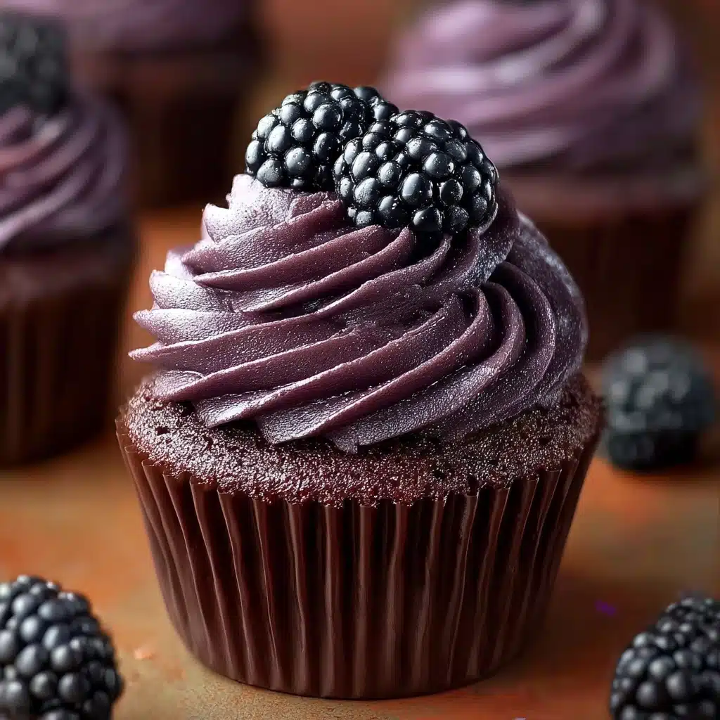 Dark Chocolate Blackberry Cupcakes Recipe - Recipe Image