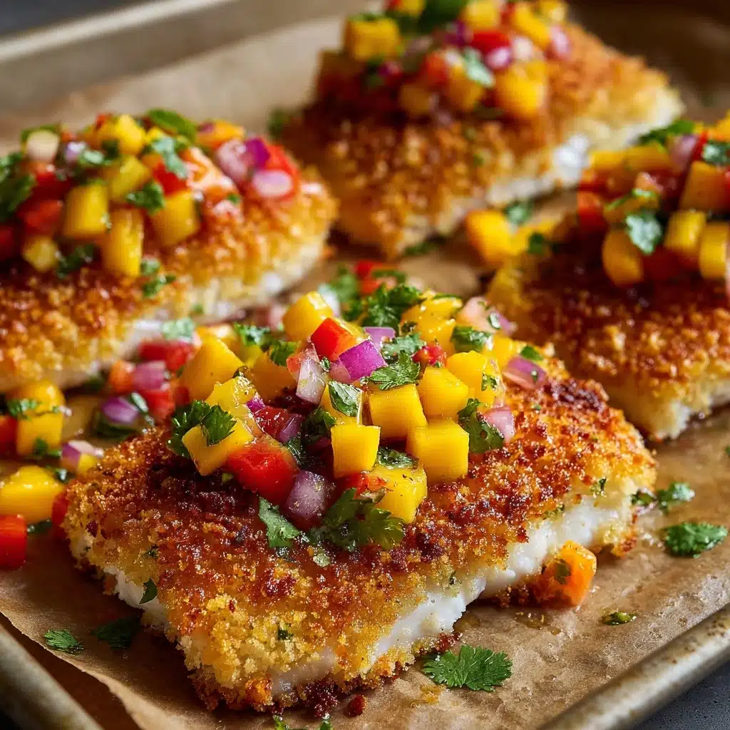 Tropical Coconut Crusted Fish with Mango Salsa Recipe - Recipe Image