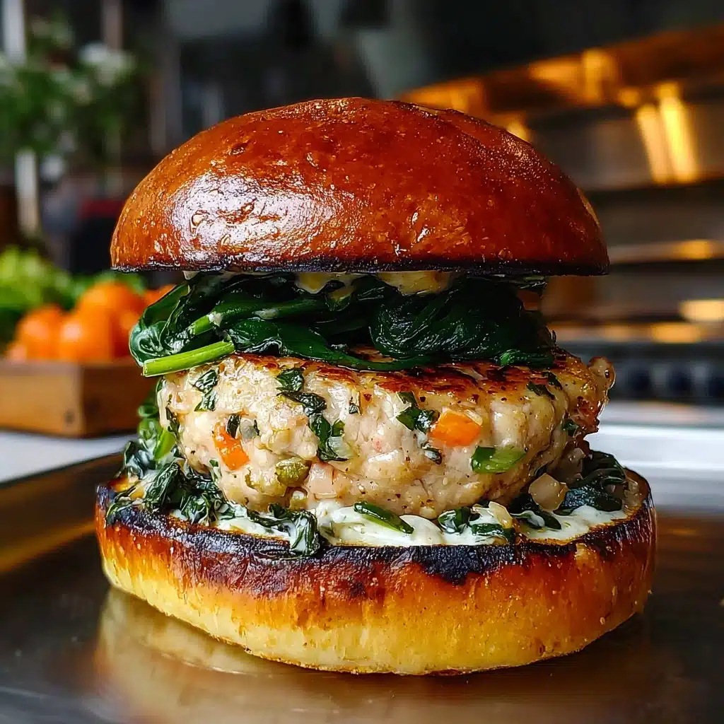 Irresistible White Cheddar and Spinach Chicken Burgers Recipe - Recipe Image