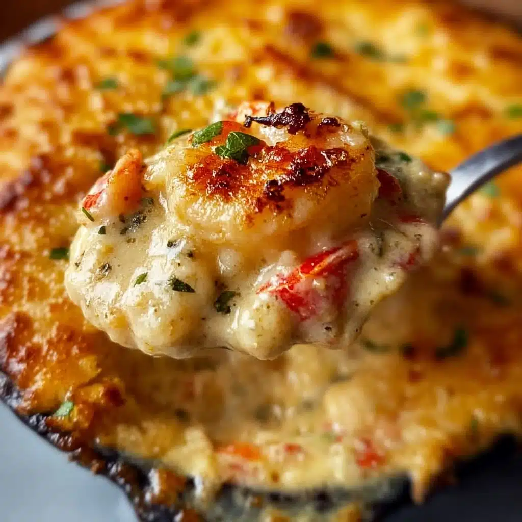 Pour the seafood filling into a 9-inch pie dish or similar baking dish Recipe - Recipe Image