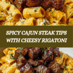 Cajun Steak Tips in Cheesy Rigatoni Parmesan Sauce Recipe