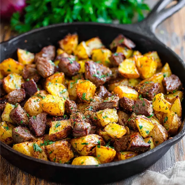 Garlic Butter Beef Bites & Potatoes make a perfect dinner Recipe