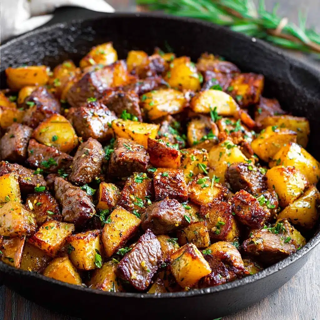 Garlic Butter Beef Bites & Potatoes make a perfect dinner Recipe - Recipe Image