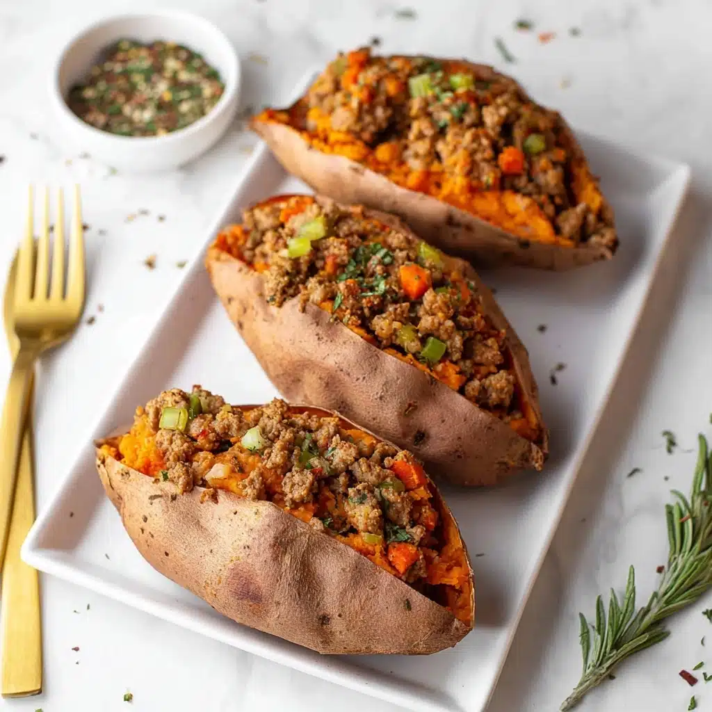 High Protein Ground Turkey Stuffed Sweet Potato Recipe
