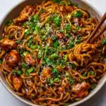 Sticky Garlic Chicken Noodles Recipe
