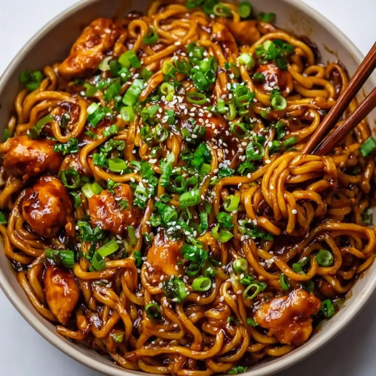 Sticky Garlic Chicken Noodles Recipe